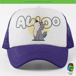 Awoo Wolf Dog Howl Foam Trucker Snapback Cap 2-COLOR PURPLE WHITE